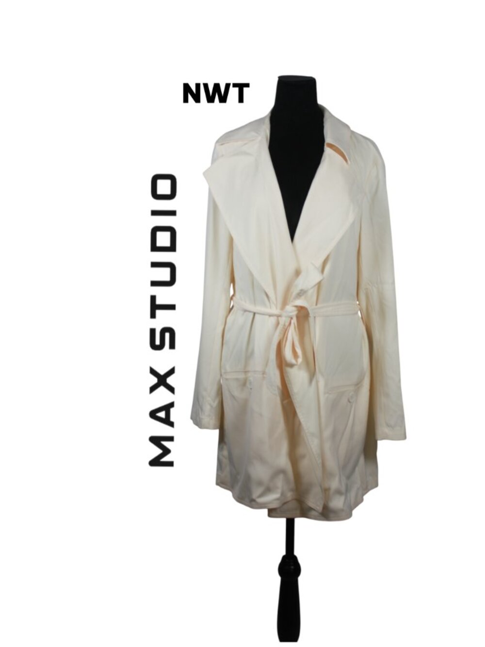 NWT Max Studio Ivory Trench Coat Size XL